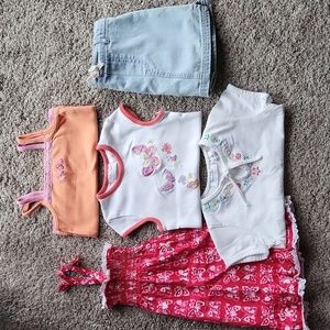5 Piece Wonder Kids Set: 3 Tops, 1 Denim Skort, and Summer Dress